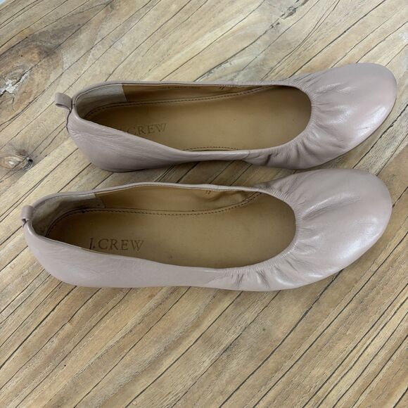 J Crew Anya Ballet Flat Womens Size 8 Tan BlushPink Leather Neutral Comfy Preppy - Picture 9 of 13